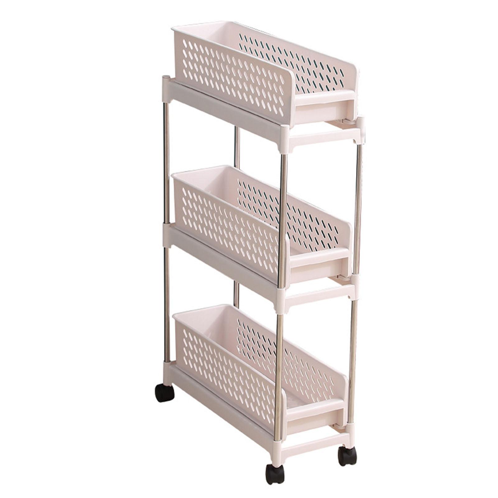

Тележка для хранения вещей, экономящая место, универсальная, регулируемая, стильная, органайзер для хранения вещей на колесиках для дома 3 Tier