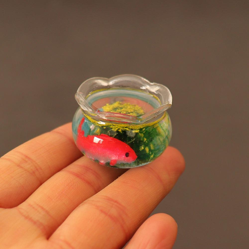 3*2cm 1/12 Fish Tank Plastic Fish Tank Bowl Dollhouse Decals  1/6 1/12 Dollhouse Decoration