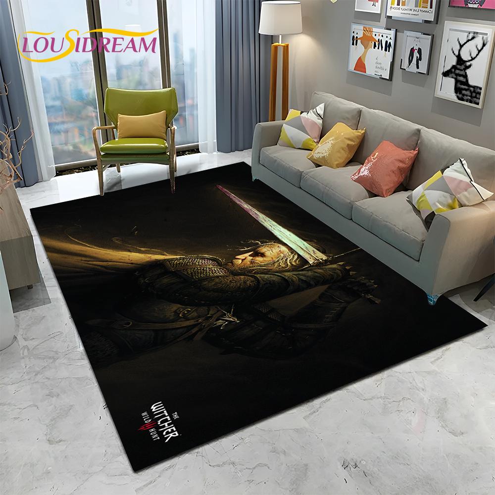 3D W-Witcher Games Gamer TV Cartoon Carpet Rug for Home Living Room Bedroom Sofa Doormat Decor,kids Area Rug Non-slip Floor Mat