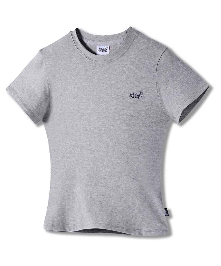 Yosemiti Small Logo Slim Fit Short Sleeve T-Shirt Gray Yt-3Y17