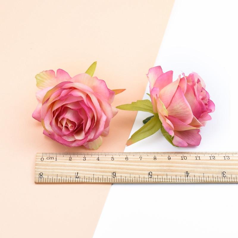 10Pcs Artificial Flowers Silk Roses Head Home Wedding Decoration Garland Palnts Wall Christmas Diy Scrapbooking Craft Supplies