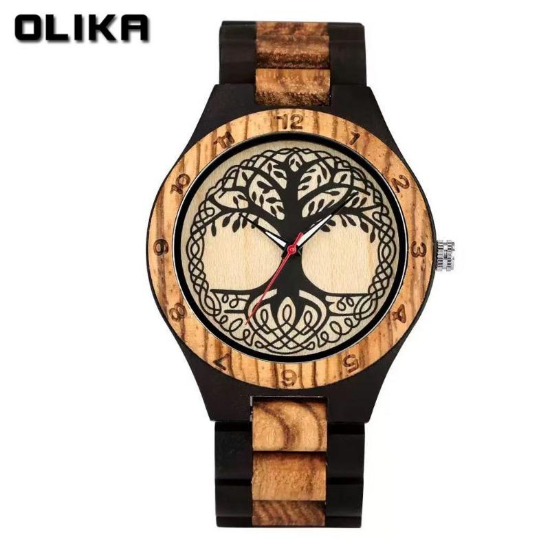 Top Marke Europäische und Amerikanische Holz Herrenuhr Mode Lässig Zebrano Holz Großes Zifferblatt Uhr