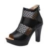 8cm 10cm Small Size 32-43 Mesh Leather Shoes Platform Sandals 2025 Summer Block High Heels Gladiator Sandals Office Model