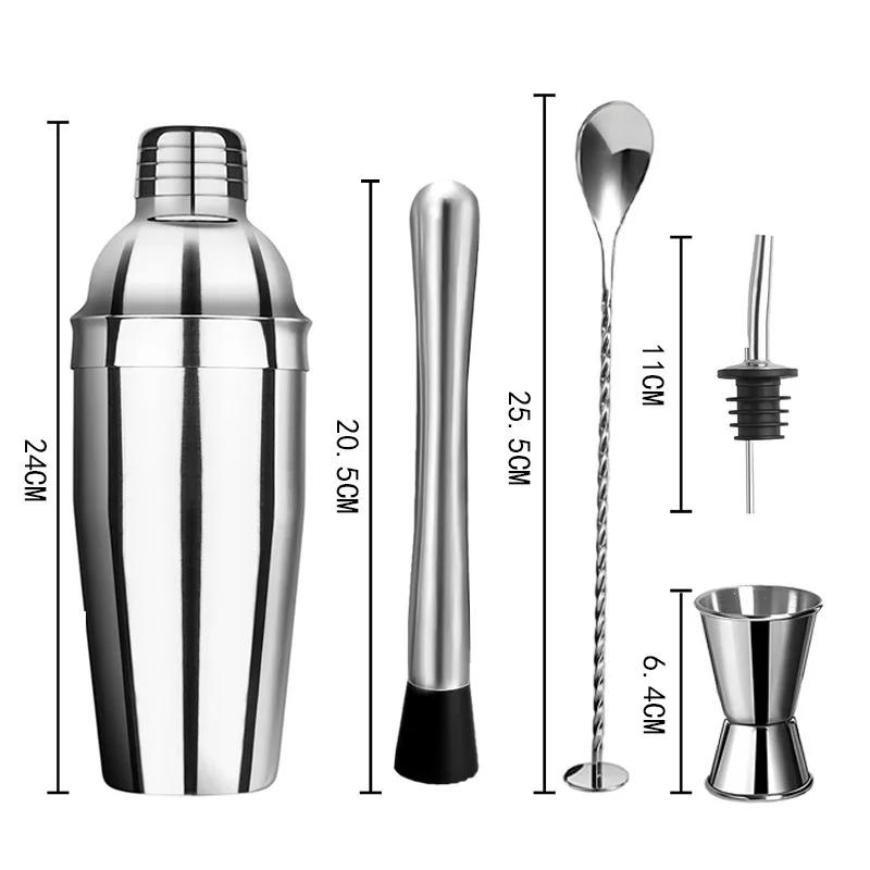 Cocktail Shaker Set 6Pcs/set Wine Shaker Set Stainless Steel Professional Bartender Drink Party Bar Tools Wine Accessories