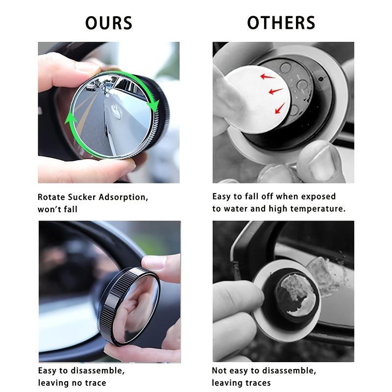 2PCS New car suction cup rearview assist mirror universal wide-angle blind spot mirror reversing small round mirror