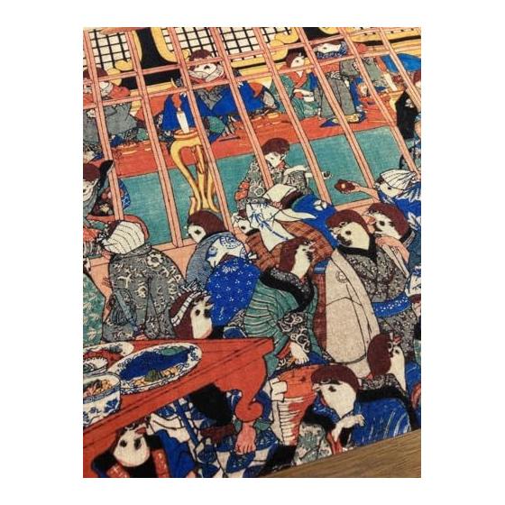 Ukiyo-e Tenugui Towel - "Satotsuzume Negura No Karisuk" by Kuniyoshi Utagawa - 100% Cotton, Premium Tokka Fabric, Gentle On Skin, Lightweight