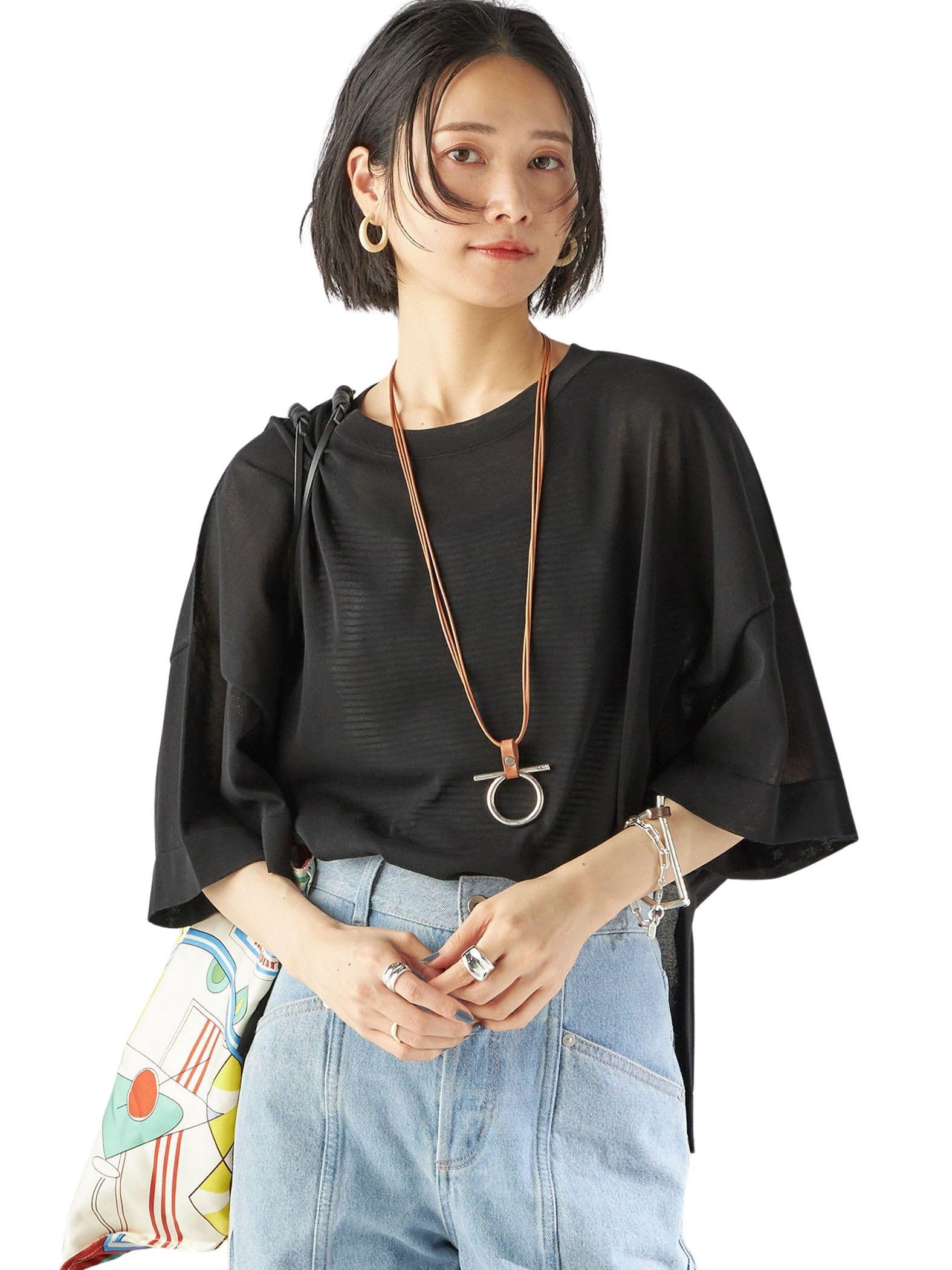 

Ships for Women Hand Washable 18G Cotton Nylon Wide Sleeve Pullover Black One Size (Product Code 316320495) чёрный