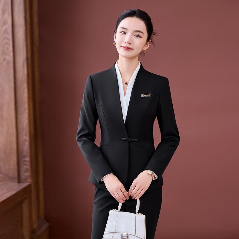 Women's New Chinese Style Collarless Professional Suit Set