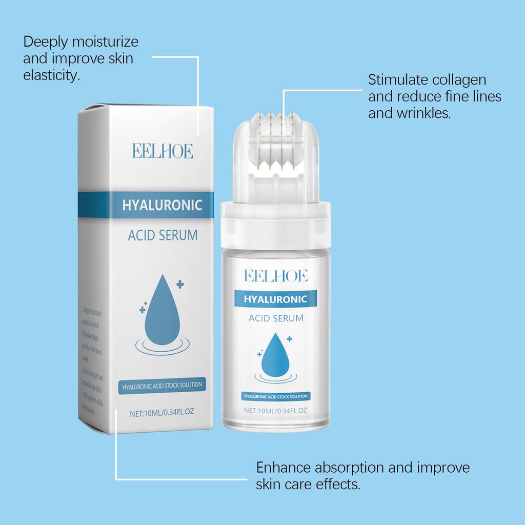 Hyaluronic Acid Roller Serum, Hydrating Collagen Facial Serum for Firming & Smoothing Skin