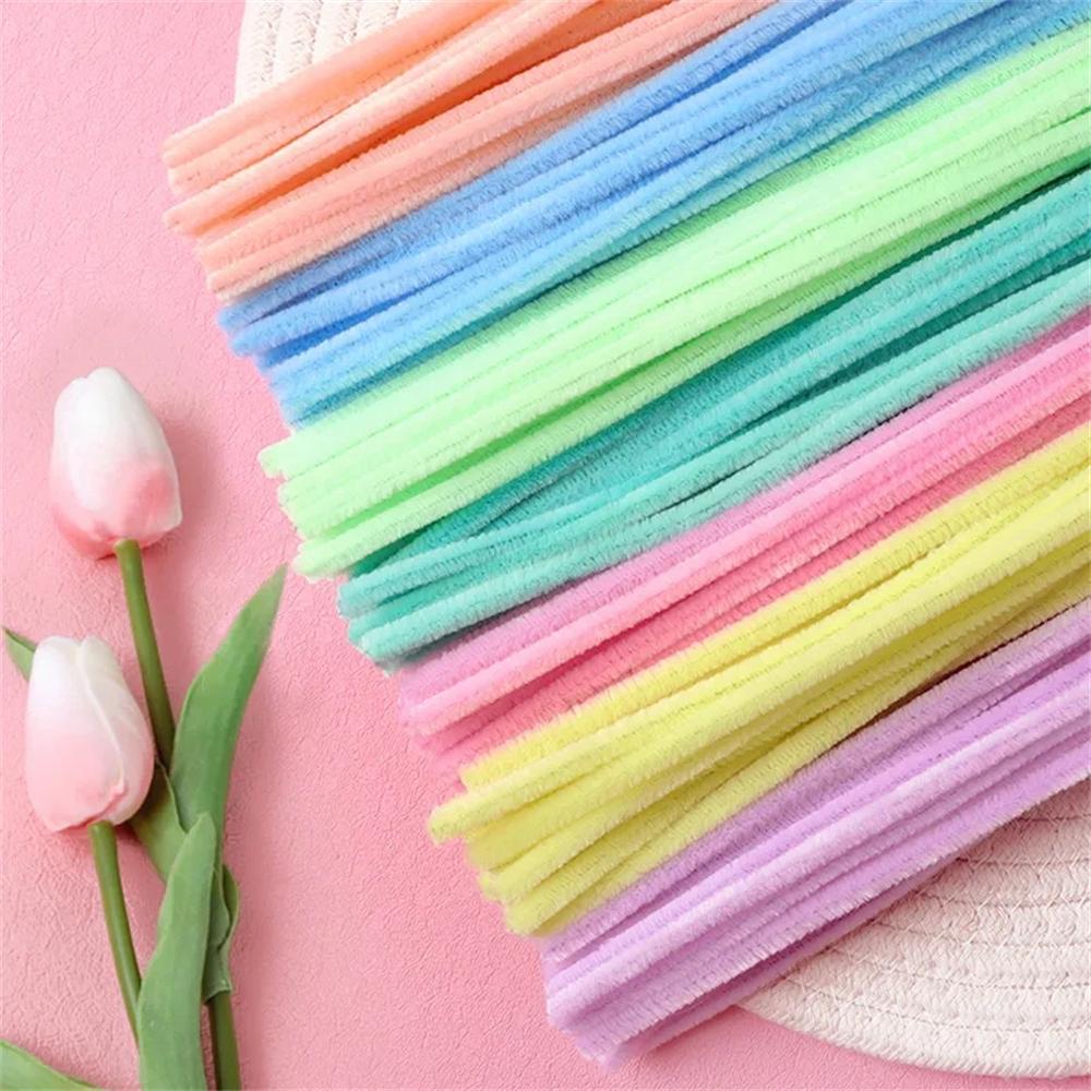 100pcs Six Color Blends Chenille Stems Toys Diy Strips Twist Bar Wire Of Metal Creative Hobby Conduit Cleaners Plush Educational