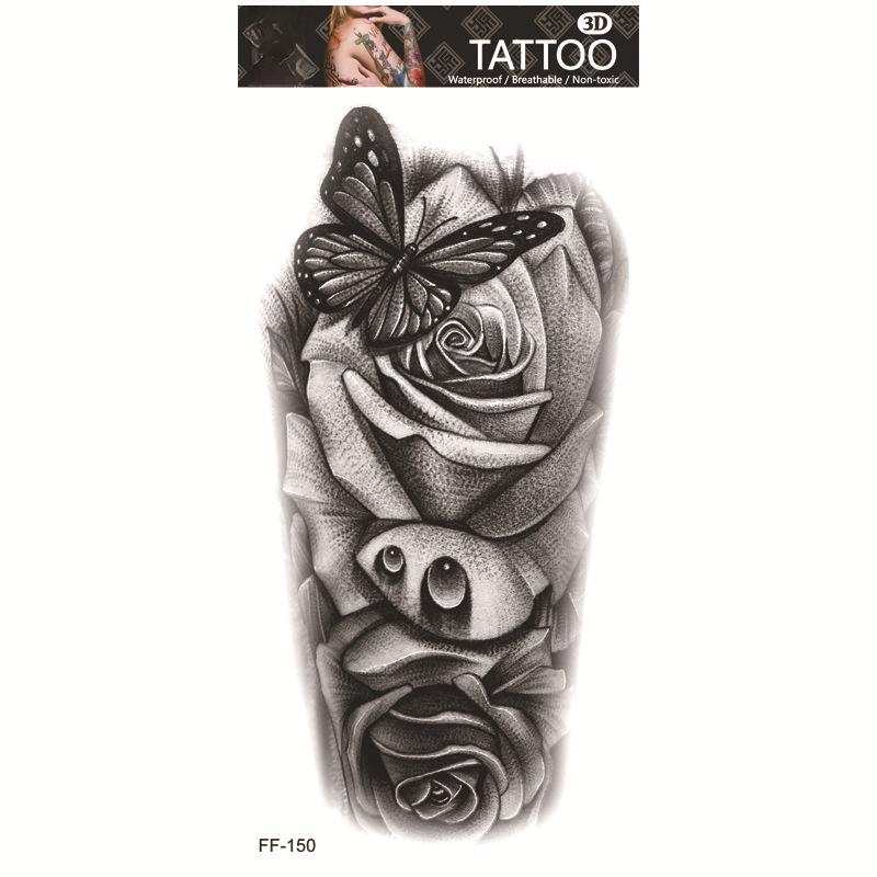 Yuanhua Waterproof Wolf Head Totem & Arabic Text Tattoo Stickers