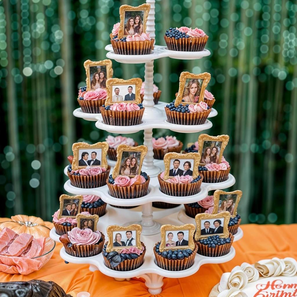 Giantree 4Pcs Frame Fondant Mold, Chocolate Silicone Mold, Baroque Style Candy Picture Frames Polymer Clay Molds, Resin Photo Frame Fondant Mold for