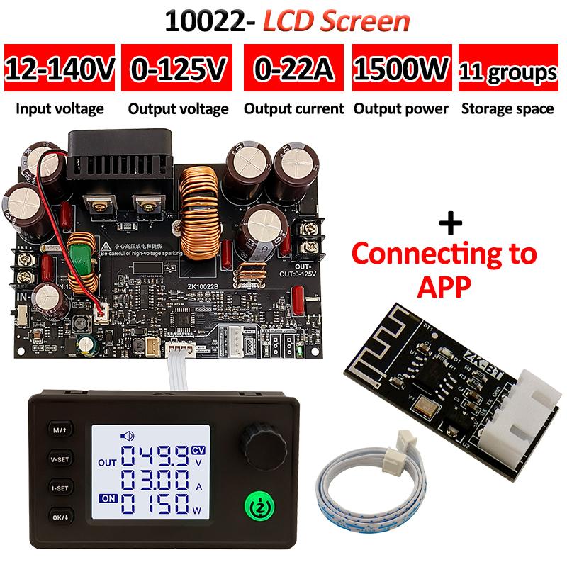 22A/1500W DC DC Buck Converter CNC Adjustable DC Stabilized Voltage Power Supply Step-down Module with Bluetooth/USB Module
