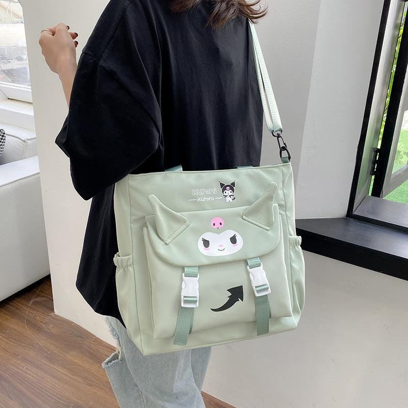 Kuromi New Series Girls Large Capacity Messenger Bag Fashion Cartoon Tote Bag All Match Students Causal Oxford Cloth Bag