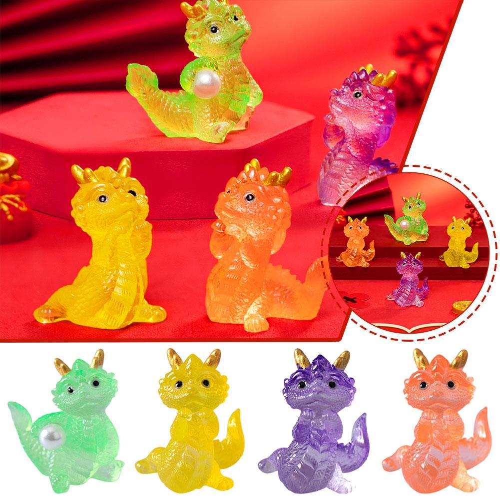 Cute New Year Dragon Figurine Decoration Transparent Miniatures Resin New Home Year Mascot Chinese Decor 2025 Decoration O9G6