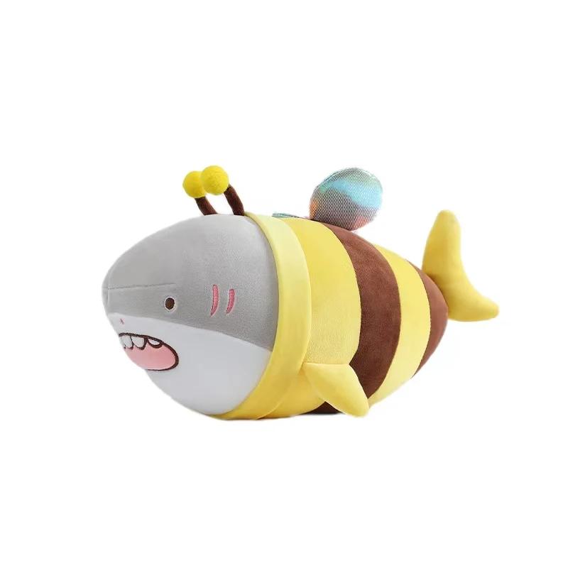 28/38/48cm Cartoon Throw Pillow Shark Bee Creative Plush Toy Super Soft Elastic Cotton Pillow Backrest Good Gift