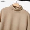ZANZEA Damen Langarm Rollkragen Bluse und Hose Herbstpullover Zweiteilige Anzugsets