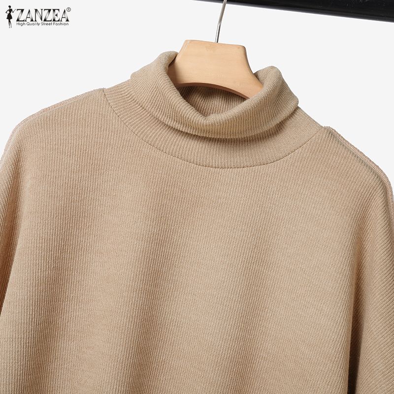 ZANZEA Damen Langarm Rollkragen Bluse und Hose Herbstpullover Zweiteilige Anzugsets