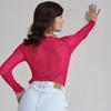 GMXIA Cut-out Knit Sweater Spring and Summer Sexy Slim Wool Round Neck Long-sleeved Thin Pit-stripe Knit Sweater