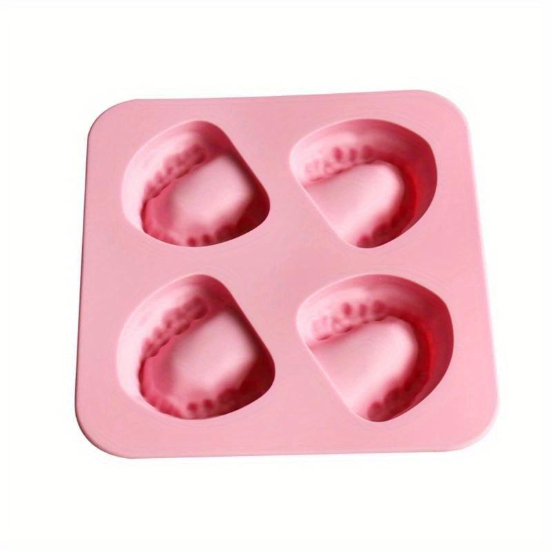4-Loch-Eiswürfelform in Form von Prothesenzähnen, Silikon-Eiswürfelform, DIY-Eisform, lustiges Gag-Geschenk für Zahnarzt, Senioren, Vatertag