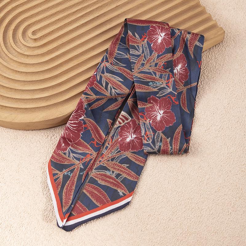 Women's Red Double-Sided Silk Scarf: Versatile Ribbon for Professional OL Wear or Headband, Perfect for Spring/Summer Korean Fashion.