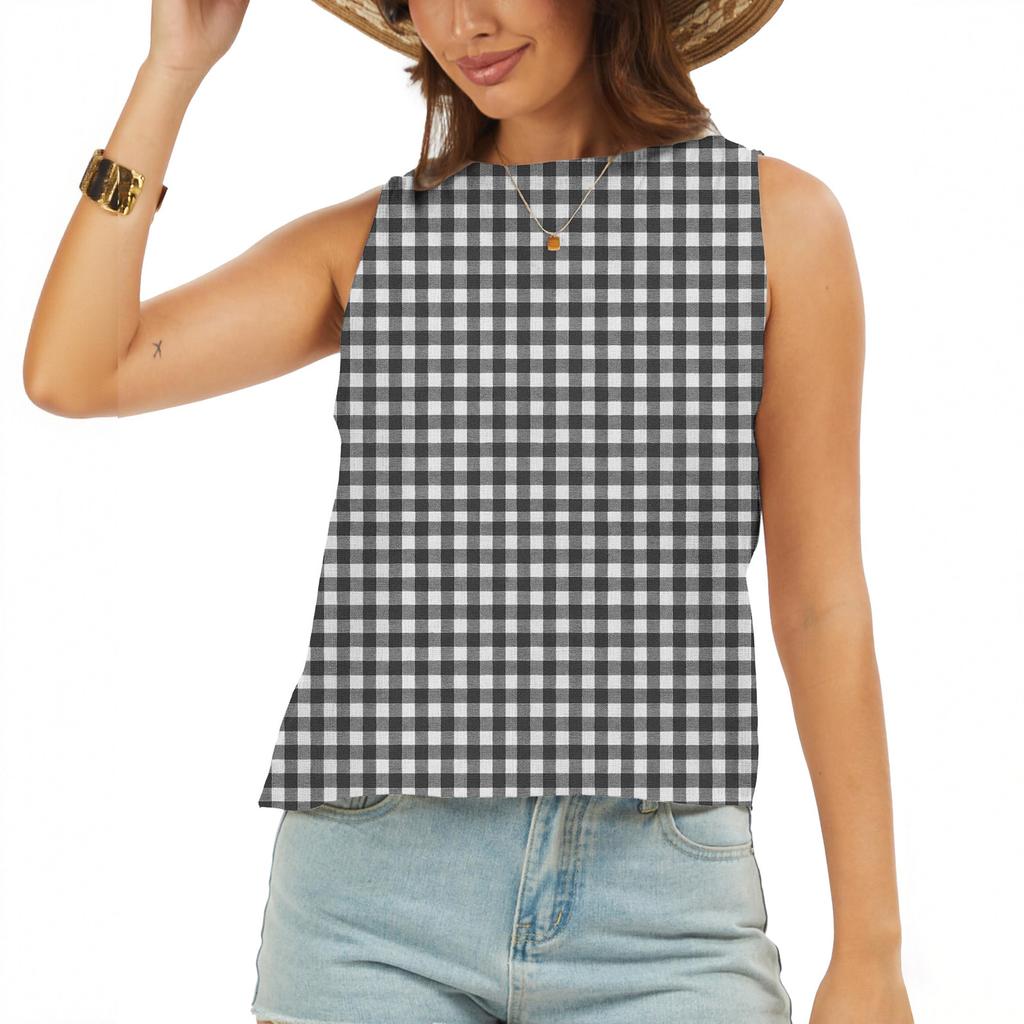 Women’s Sleeveless Plaid Relaxed Fit Tank Top Casual Lightweight Checkered Pattern Blouse for Everyday Wear