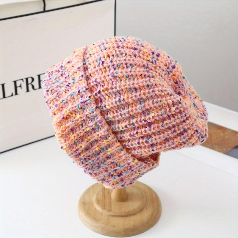 

Women S Blend Knit Corn Kernel Beanie Hat, Elastic Loose Fit Large Head Circumference, Ear Protection, Packable,Autumn/Winter Warm Headwear рожевий