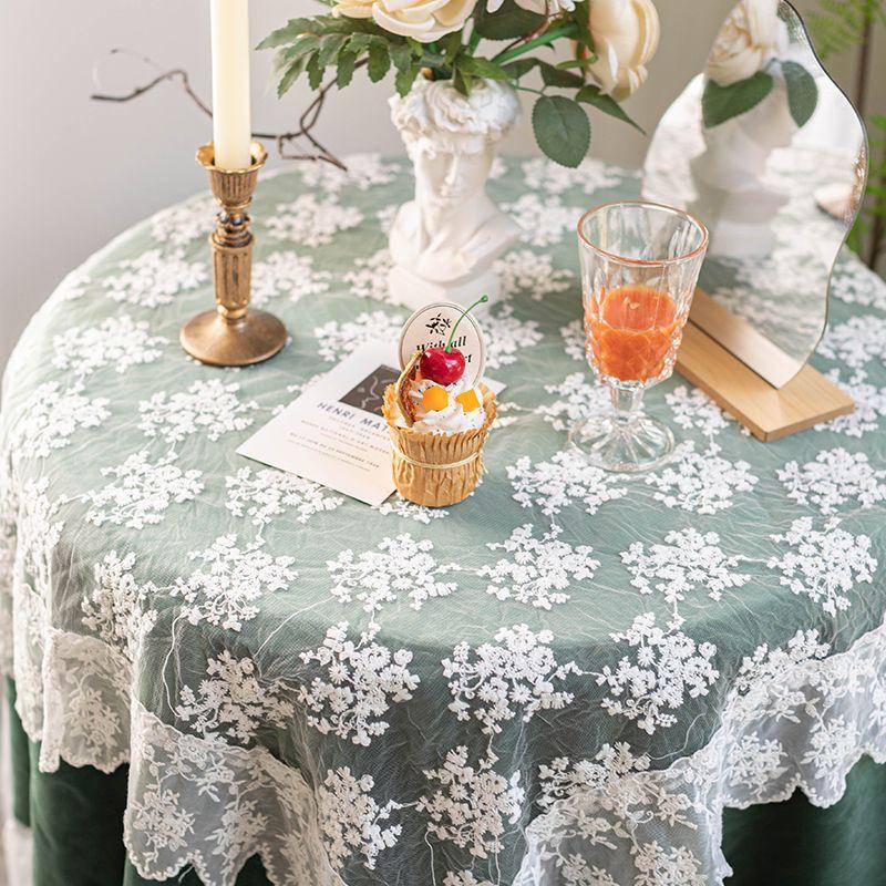 Vintage Olive Green Velvet Decorative Lace Tablecloth Lace Cover Cloth Coffee Table Peacock Blue Tablecloth