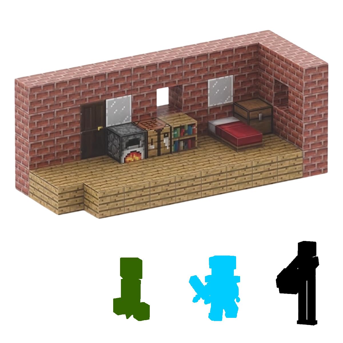 

Поддельный набор волшебных блоков «Кирпичный дом» Секретный стиль Minecraft (3 Фигуры)