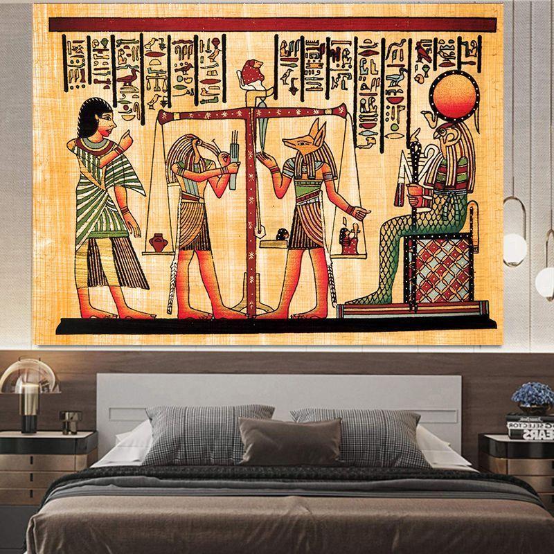 Ancient Egyptian Pictographic Tapestry Retro Egyptian Mythical Figures Wall Hanging Aesthetics Bedroom Living Room Home Decor