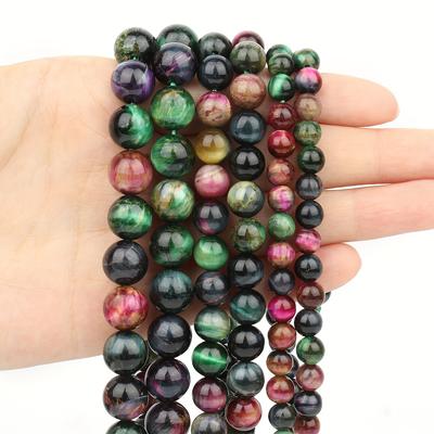 1Strand Round Multicolor Tiger Eye Stone Loose Spacer Beads For Jewelry Making Supplies Handmade Diy Craft(Size:6mm 8mm 10mm)
