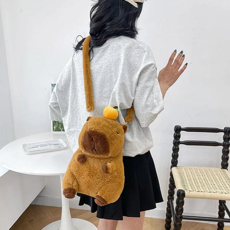 New Cute Plush Backpack Capybara Crossbody Bag Handbag Soft Capybara School Bag For Kids Birthday Christmas Festival Gifts
