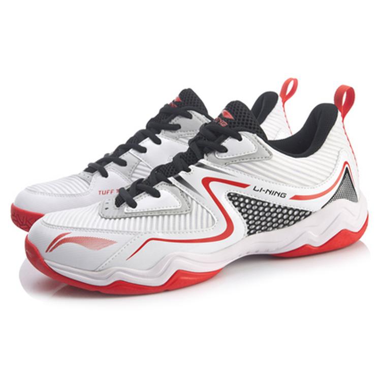 Li Ning Textile, Synthetic Leather Cushioning, Wear Resistant Low top Badminton Shoes Men's White Red AYTQ017-1