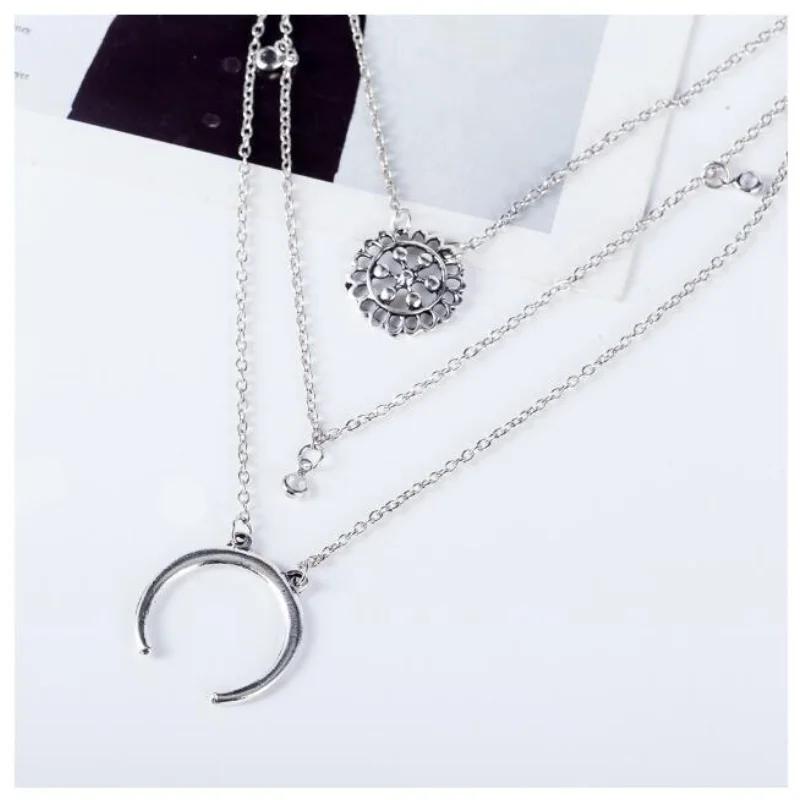 Creative European and American Fashion Moon Necklace Multi-layer Necklace Chain