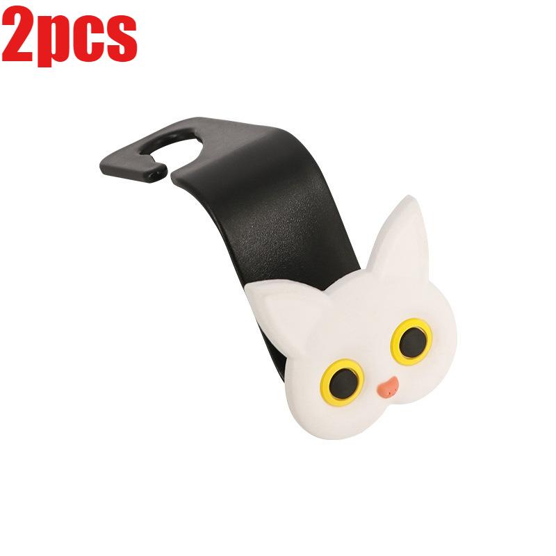 Cute 3D Cartoon Cat Car Seat Headrest Hook - Universal Vehicle Storage Organizer for Handbags, Wallets, and Jackets Cute Cat