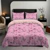 3-Piece Pink Butterfly Printed Coreless Bedding Set, Soft And Comfortable, Suitable For Various Sizes Of Dormitory Bedrooms