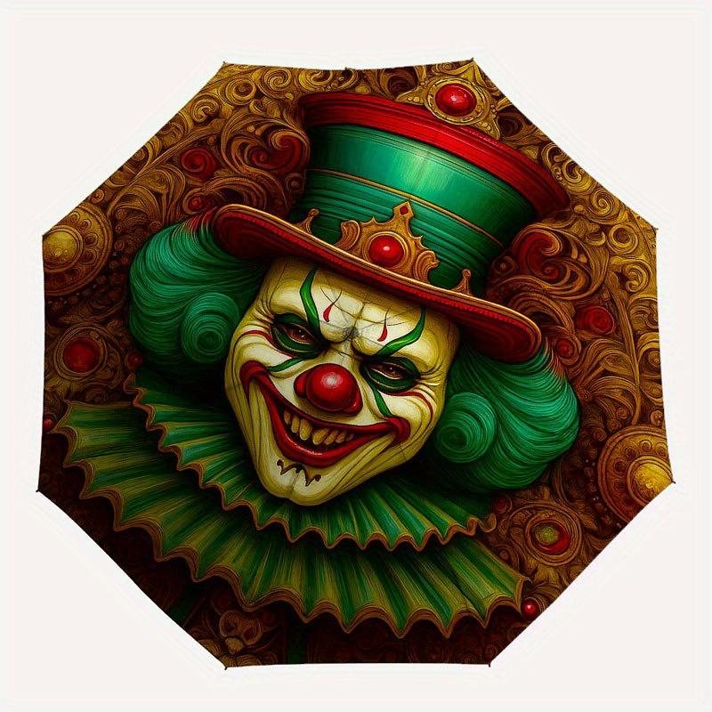 Victorian Clown Illustration: A Classic Artwork for Your Home DecorUmbrella with Cute Design, Portable 3-Fold Compact Umbrella for Men & Women, Valent