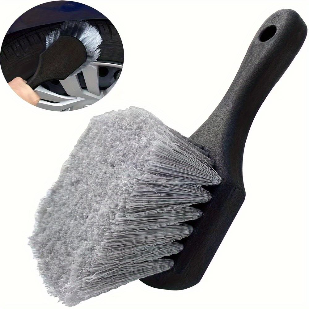 Soft Bristle Car Wheel Brush Non-Slip Plastic Handle Scratch-Free Tire Cleaning Tool