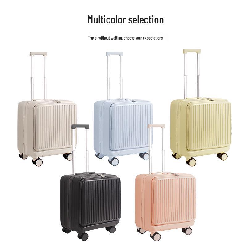 Side-Opening 18-Inch Large Cabin Trolley Case - Unisex Lightweight Carry-On with Password Protection