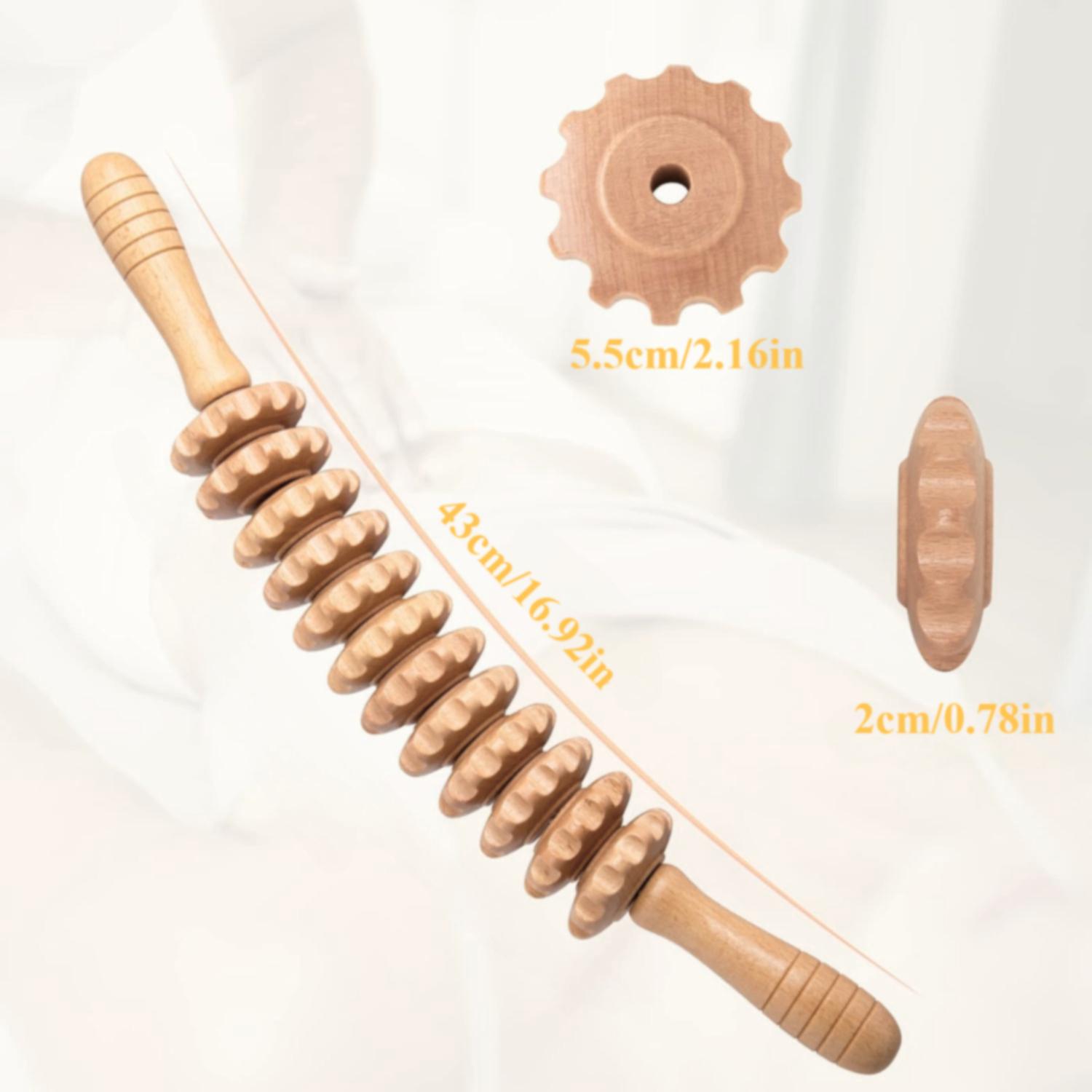 

Деревянный массажный ролик от целлюлита для ног и бедер, лимфодренаж и скульптурирование тела - антицеллюлитный массажер для женщин и мужчин (12 Колесо)