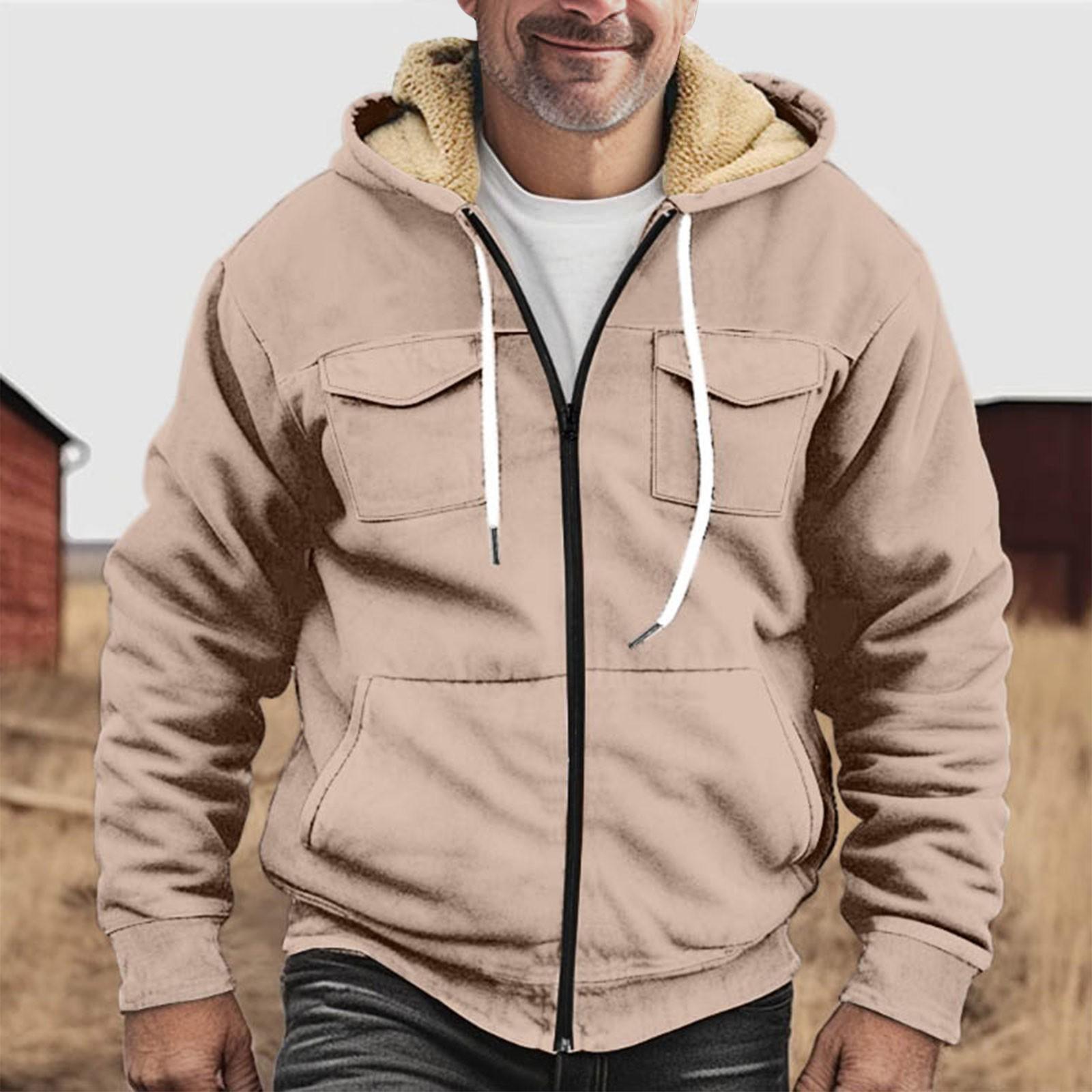 Мужская утолщенная куртка на пуговицах с двойным карманом и карманной вставкой — фото 9