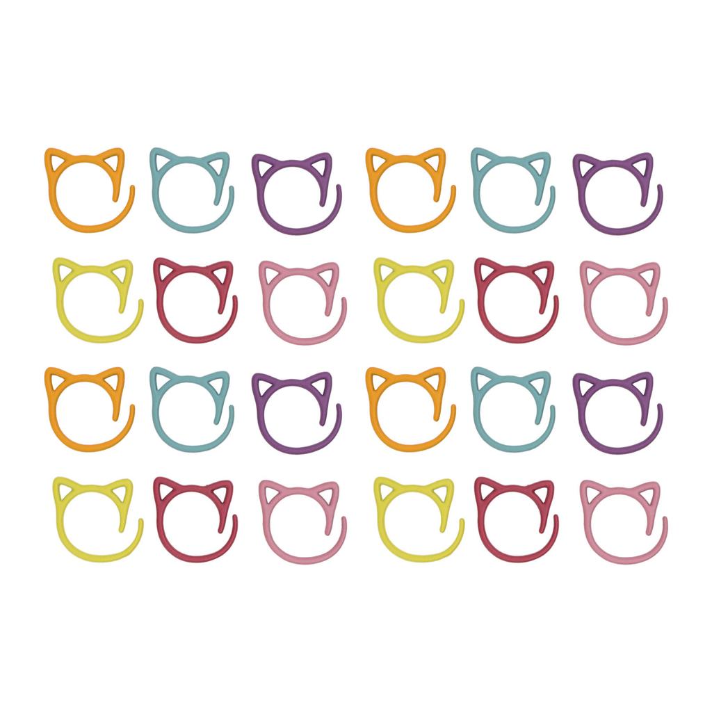 24Pcs Stitch Markers Metal Zinc Alloy Multicolor Cute Cat Locking Marker for Sewing Knitting