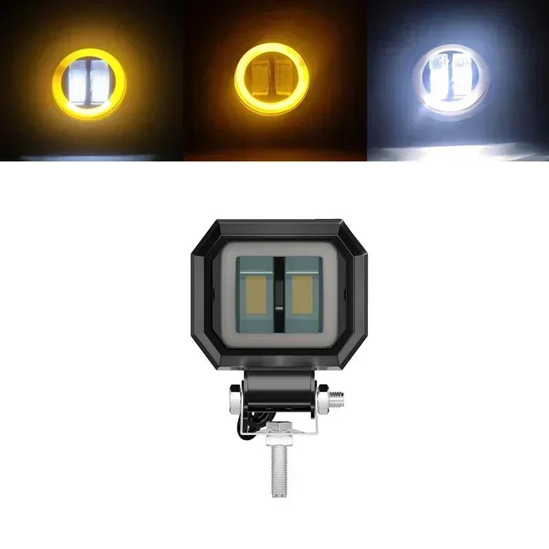 3 Inch 7D Lens LED Work Light Bar Square Car Headlight Halo For Motorcycle Jeeps ATV SUV 12V 24V Angel Eyes Driving Lights