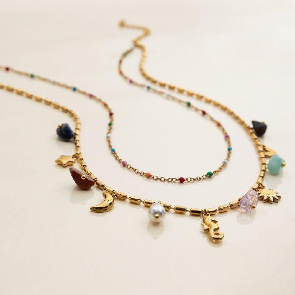 Stainless Steel Oil Drip Necklace Boho Style Ocean Style Necklace  Choker Necklace