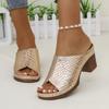 New large size slippers high heel fish mouth casual one pedal women's slippers women