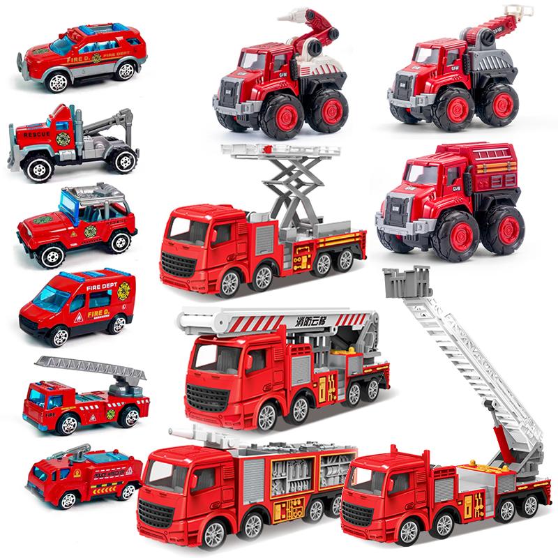 Feuerwehrfahrzeug Set Baustadt Rettung Feuerleiterwagen Tankwagen Wasserwerfer Fahrzeug Legierung+Kunststoff Spielzeug Für Kinder