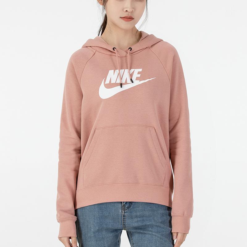 Nike Sportswear Essential Printed Logo Knit Hoodie Women Hoodie Pink BV4127-609