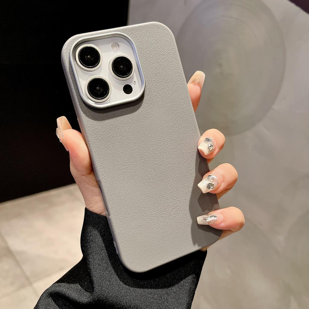 Applicable To IPhone 16 Magnetic Suction Phone Case Simple Leather Pattern New Apple 15 Protective Case 14Promax High End Sense