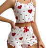 Ensemble Pyjama Femme Vêtements de Nuit 2 Pièces Débardeurs Courts Et Shorts Blanc Aéré Doux Décontracté Imprimé Love Vêtements de Nuit