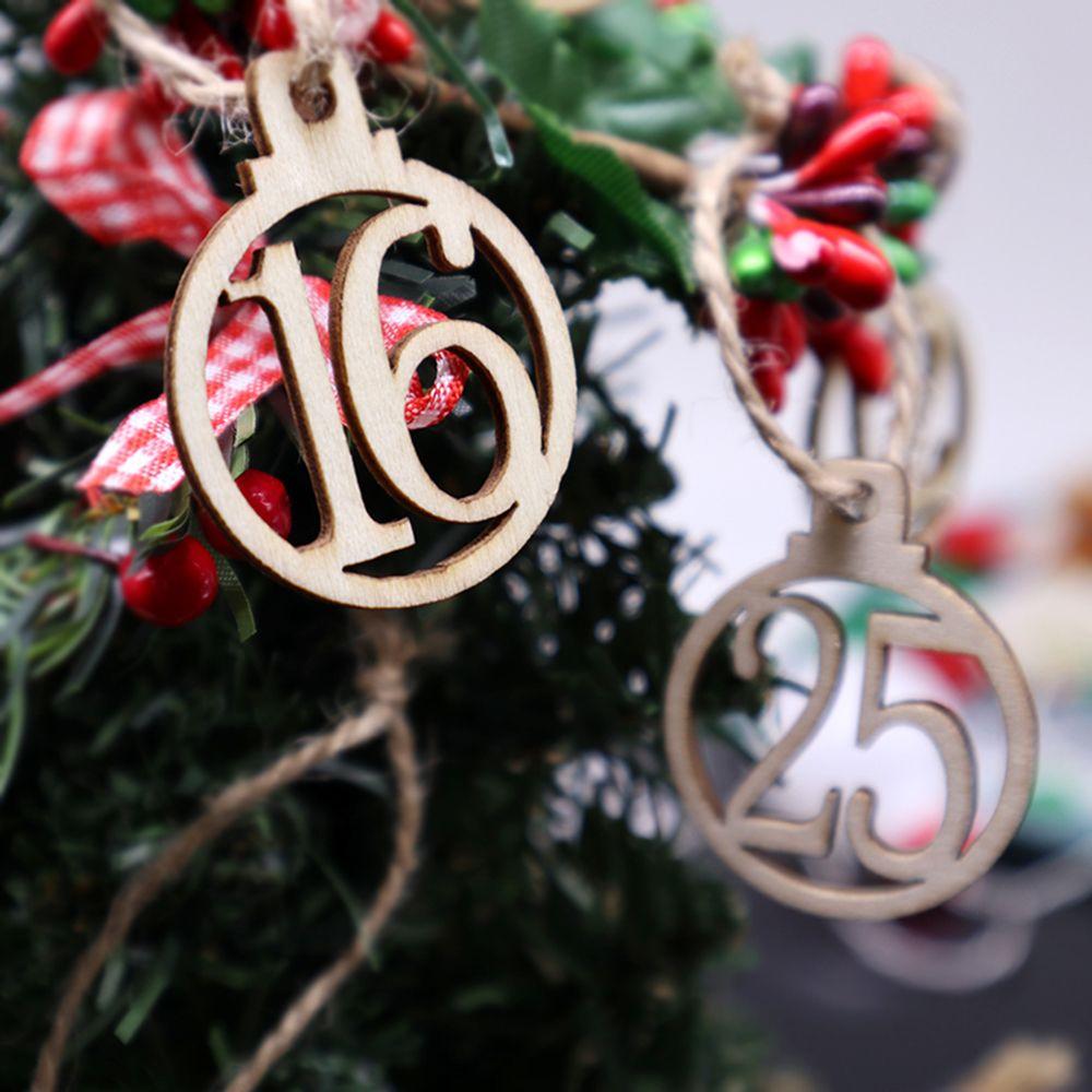 Party Box Decor Wooden Advent Countdown Hanging Tags 1-25 Christmas Calendar Number Label